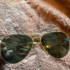 Ray-Ban Gold Aviator Sunglasses with Dark Lenses